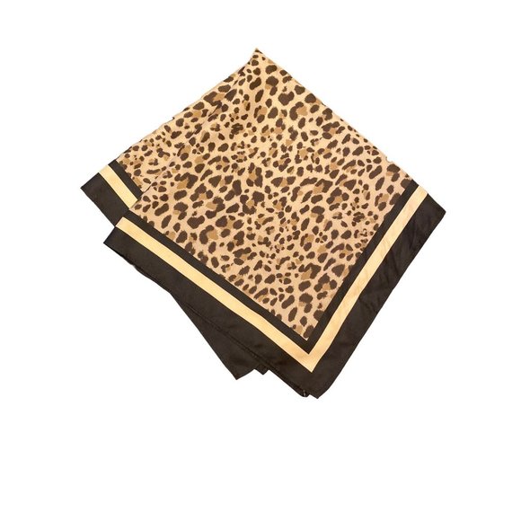Animal Print Brown Black Silk Scarf Square - Picture 4 of 5